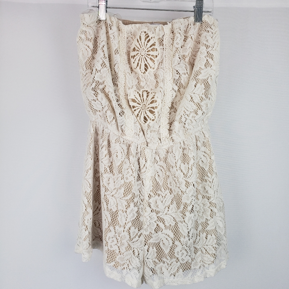 Three pink hearts strapless romper size s